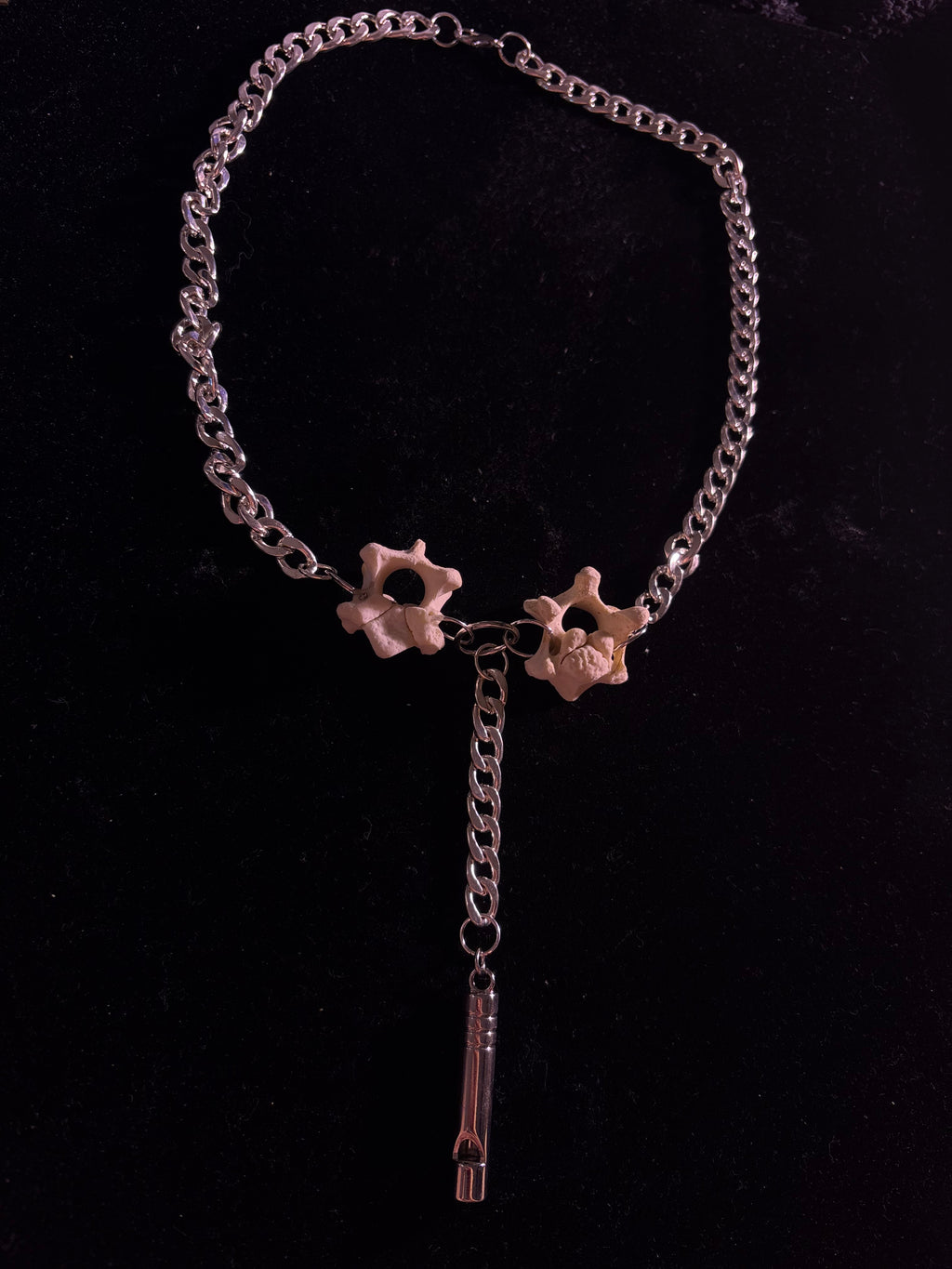 Safety whistle necklace with Fawn vertebrae