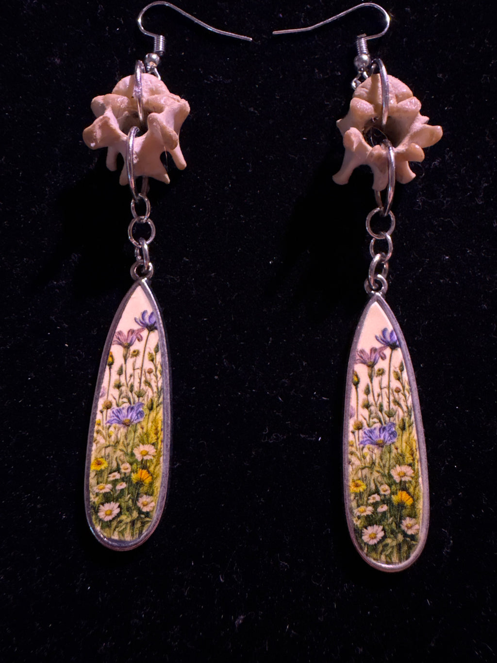 Wild flower vertebrae earrings