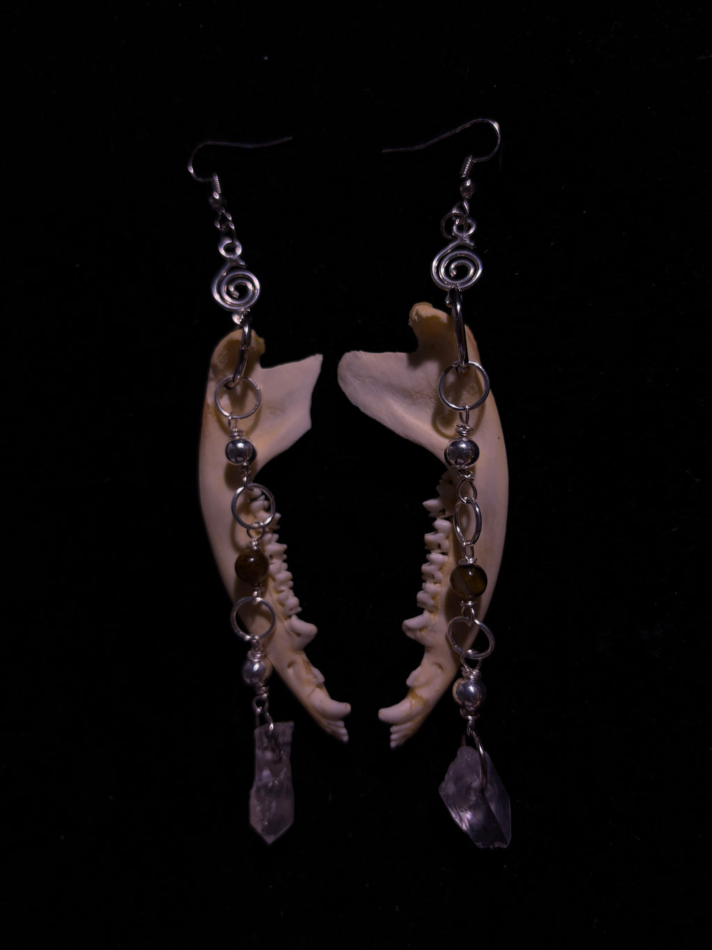 Red fox jawbone earrings