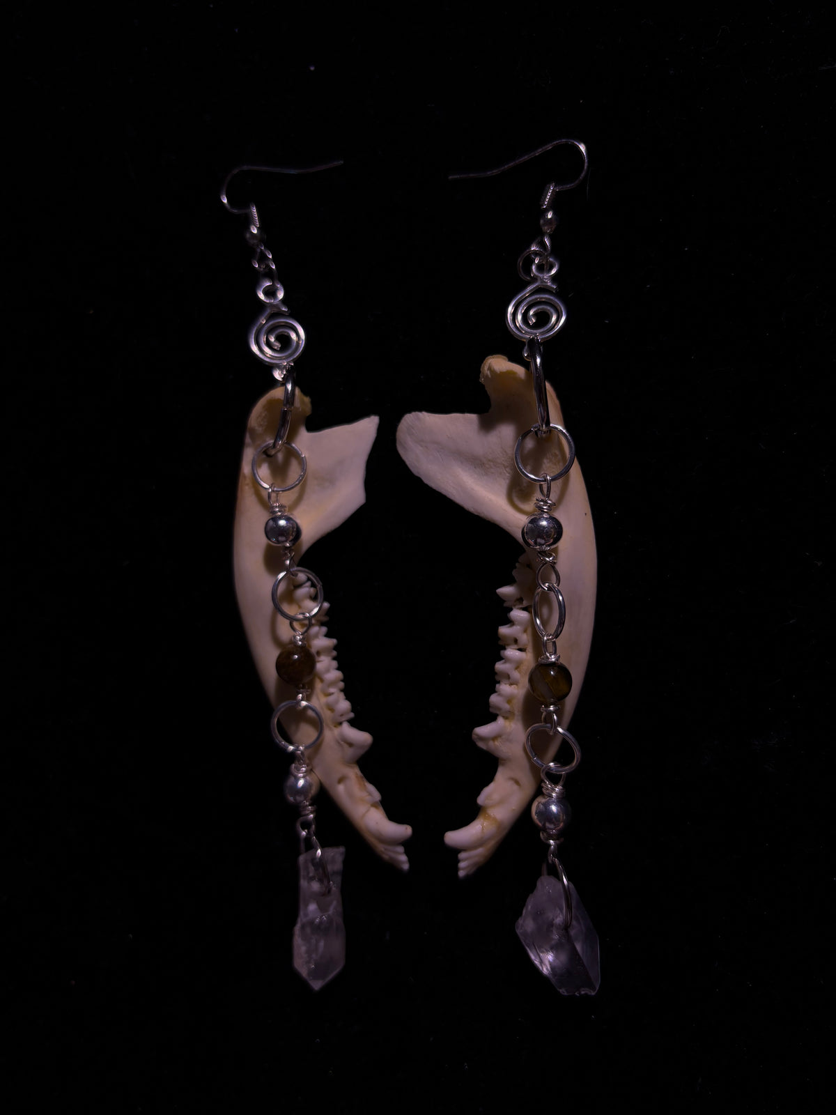 Red fox jawbone earrings