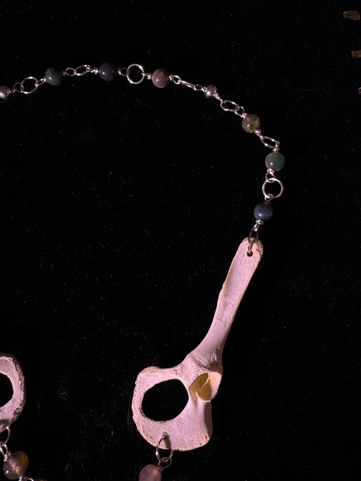 Racoon pelvis and labradorite necklace