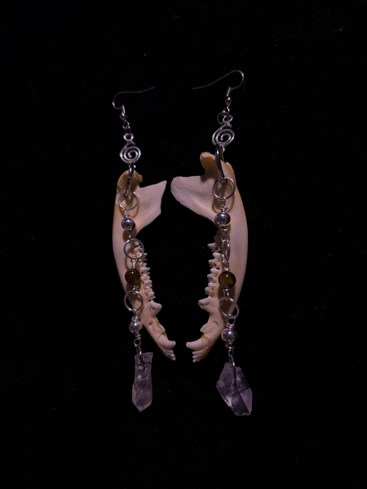 Red fox jawbone earrings