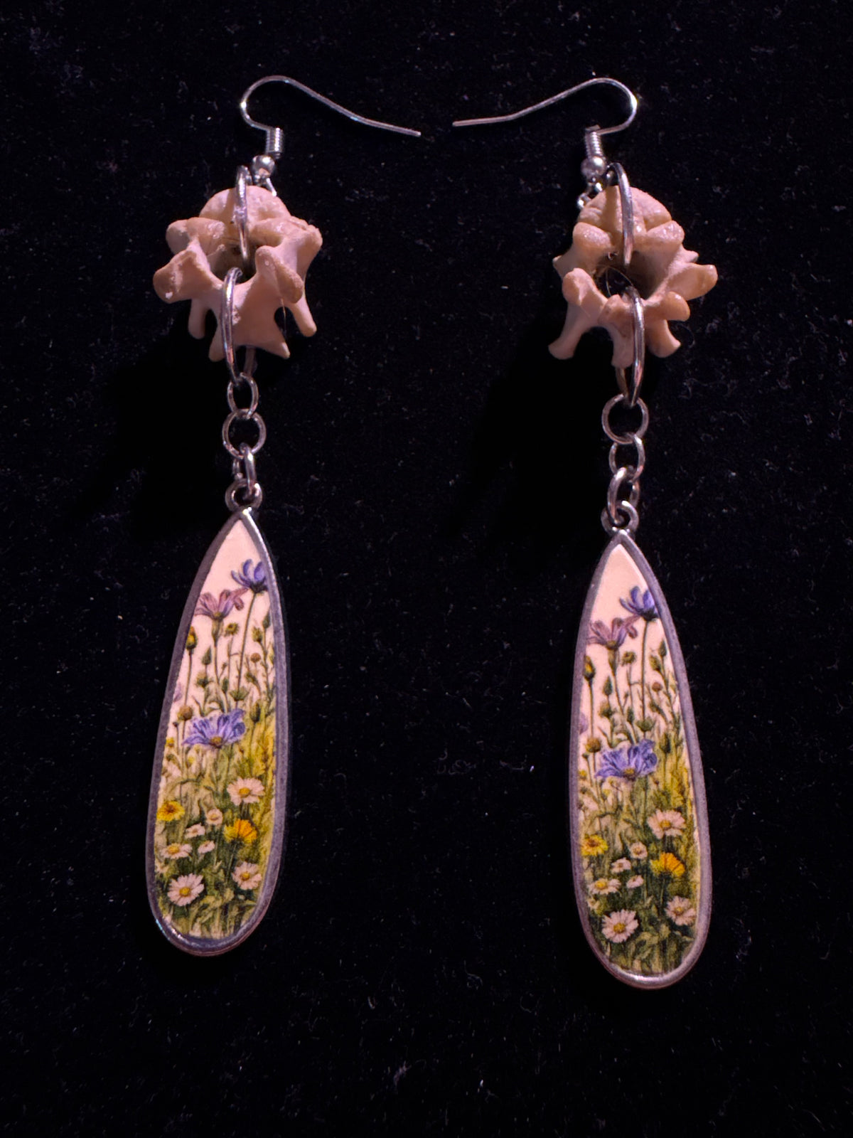 Wild flower vertebrae earrings