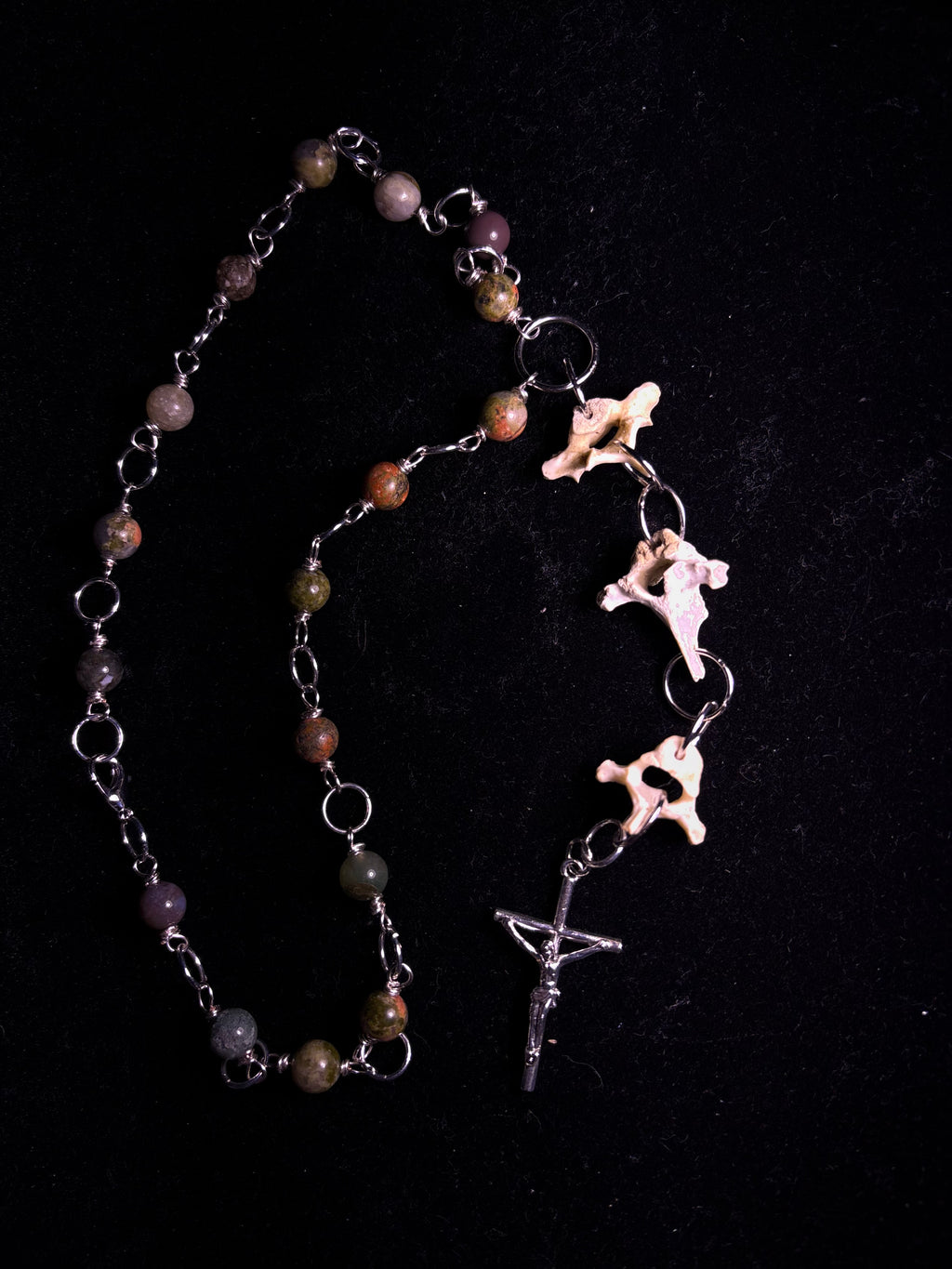 Raccoon vertebrae rosary