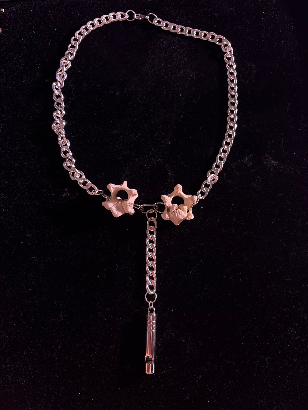 Safety whistle necklace with Fawn vertebrae