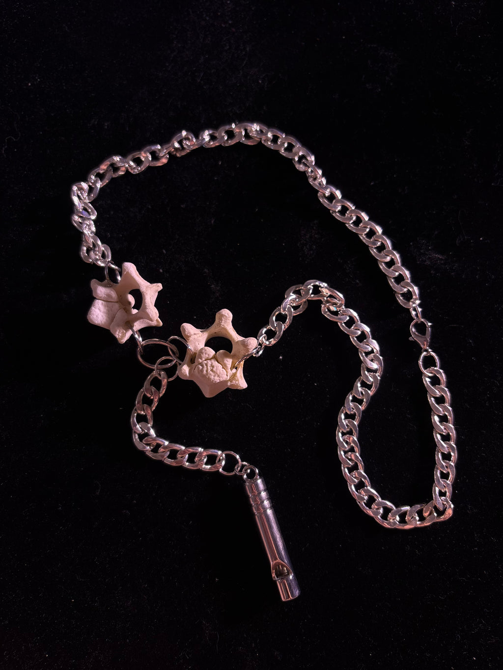 Safety whistle necklace with Fawn vertebrae