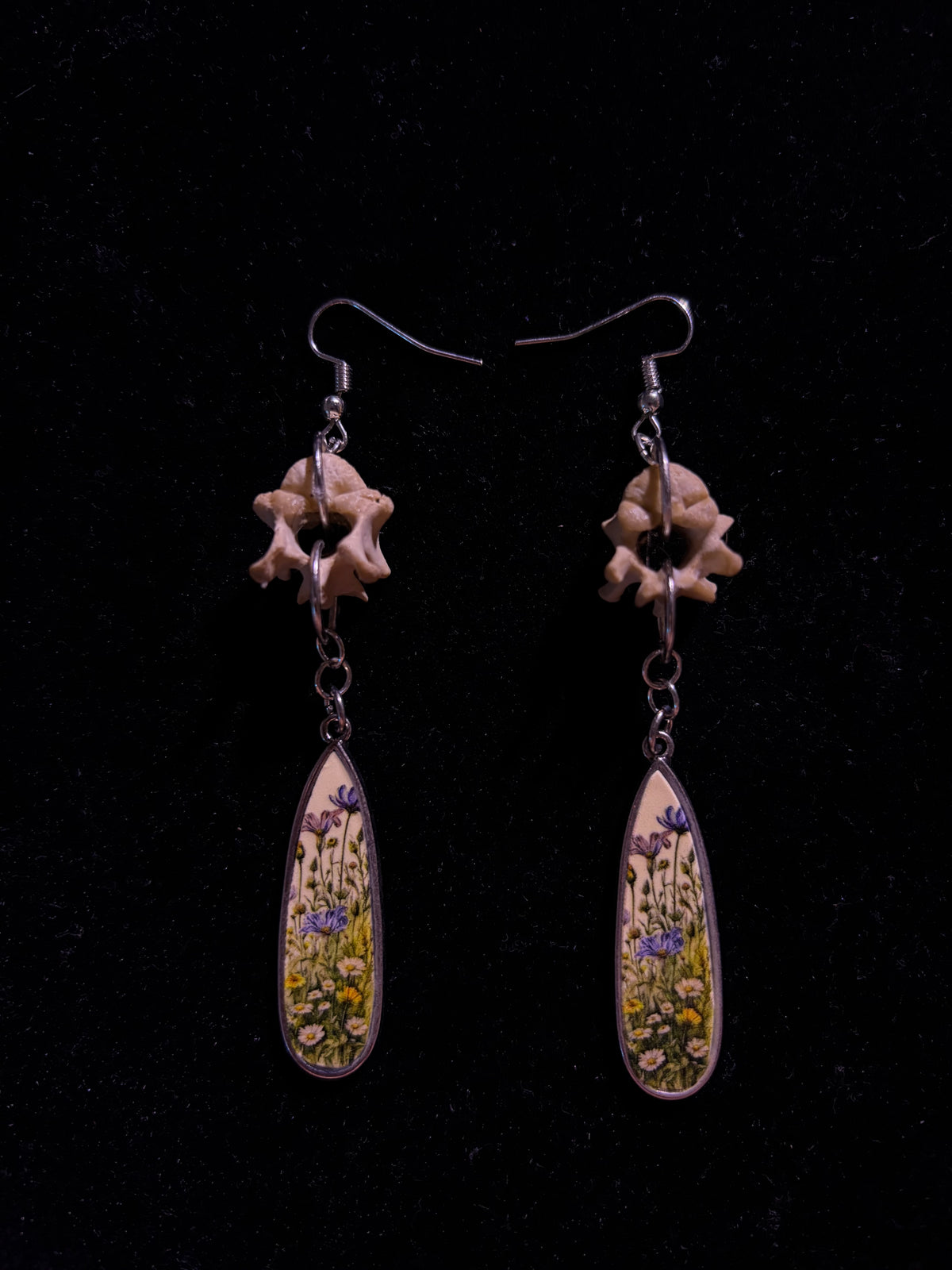 Wild flower vertebrae earrings