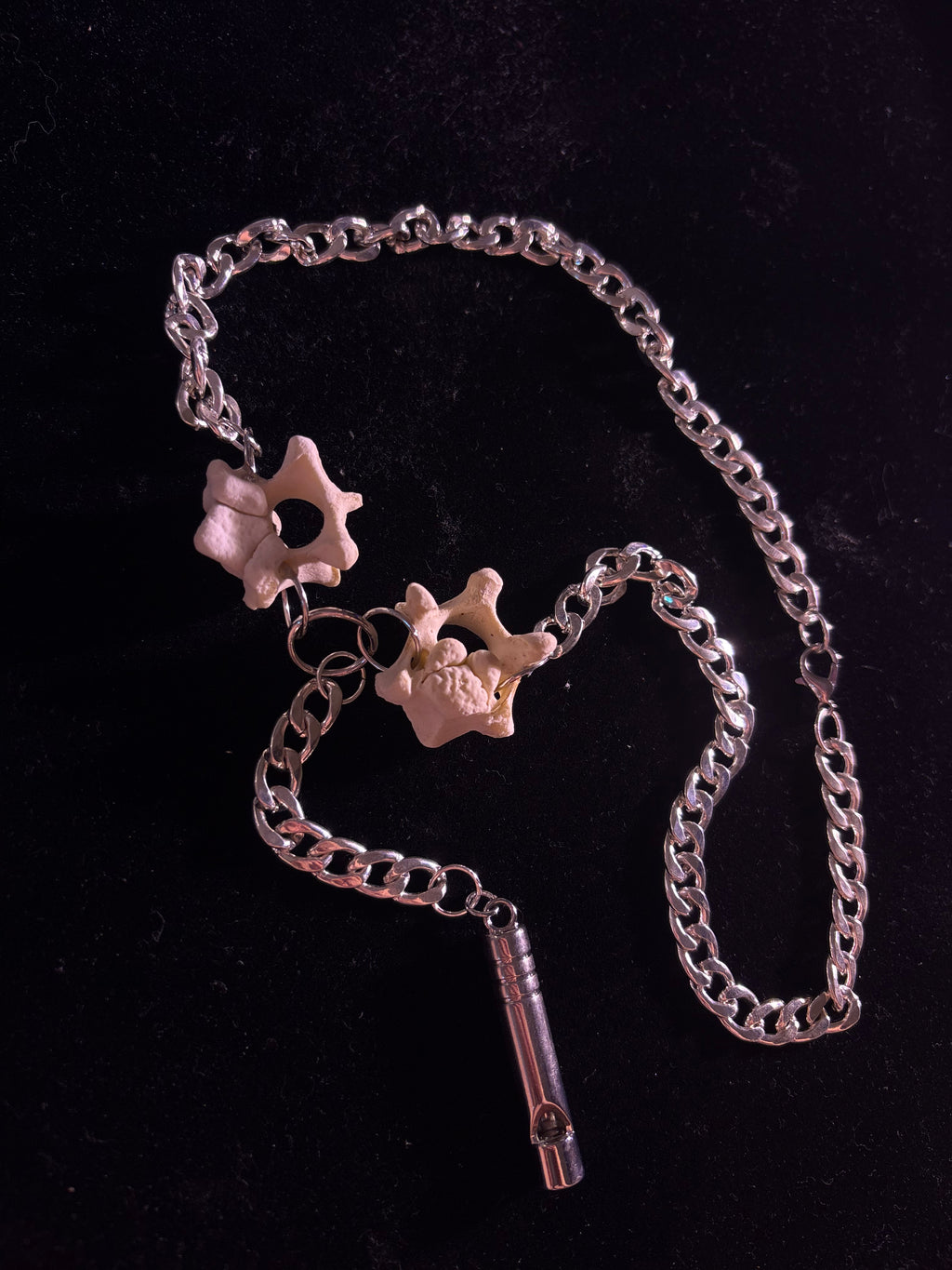 Safety whistle necklace with Fawn vertebrae
